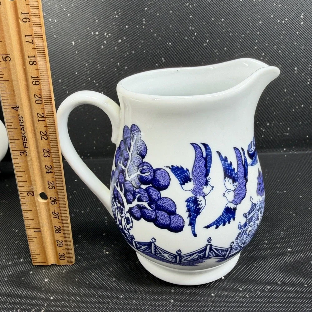 Royal Cuthbertson Blue Willow Creamer Pitcher Ceramic Cobalt White 4 inch